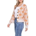 thumbnail image 4 of INSPIRE CHIC Women's Sweater Floral Print Open Front Cardigan  V Neck Button Down Long Sleeve Knit Sweater S Apricot, 4 of 6