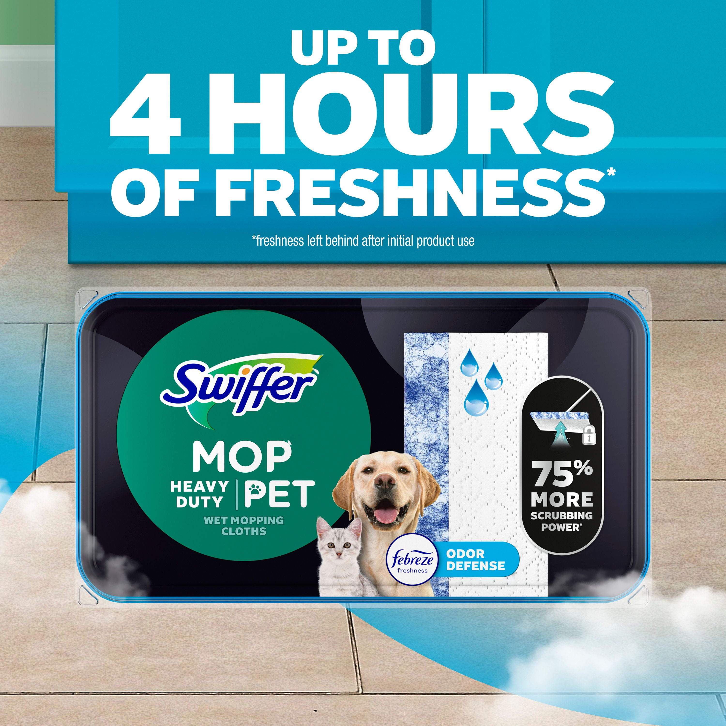 Swiffer Sweeper Pet Heavy Duty Wet Multi-Surface Cloth Refills for Floor Mopping and Cleaning, Fresh Scent, 20CT