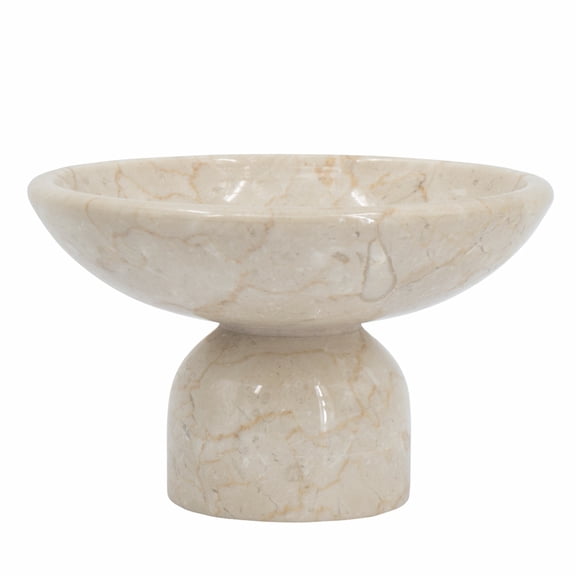 LiviNest Marble Pedestal Fruit Bowl Cream: Organic Modern Style 100% Premium Marble Round Base - Decorative Accent Piece for Home Display & Interior Design Studio Collections