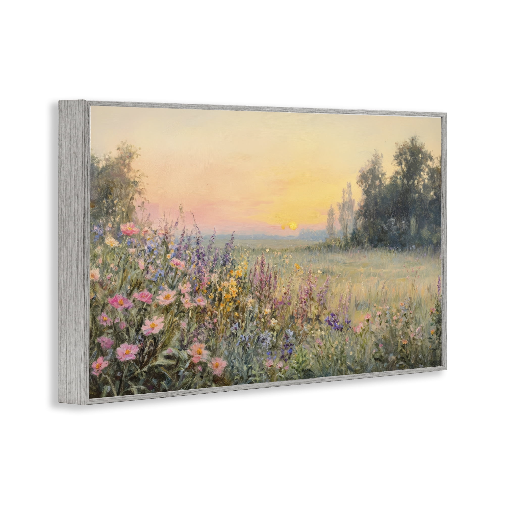 Stupell Industries Serene Twilight Meadow Gray Framed Giclee Art, design by Petal Prints Design