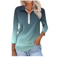 thumbnail image 2 of WFJCJPAF 2025 New Product Sexy Blouses for Women Plus Size,Women's Fashion Printed T-shirt 3/4 Sleeves Blouse Turndown Collar Casual Tops - Mint Green M, 2 of 7