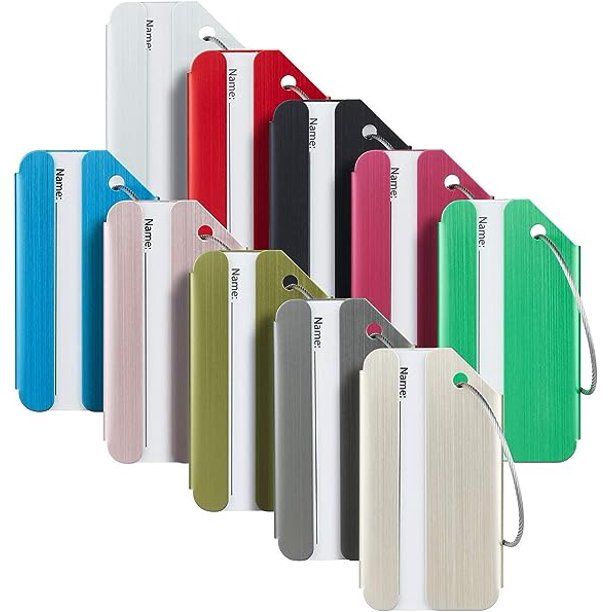 10 Uds. De etiquetas para equipaje y etiquetas para bolsas, acero inoxidable, aluminio, tarjeta de embarque de viaje