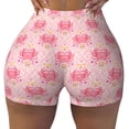 thumbnail image 2 of Daiia pink crustaceans Pattern Women's Workout Shorts Biker Shorts - High Waisted Workout Spandex Tummy Control Gym Running Yoga Shorts-Medium, 2 of 8