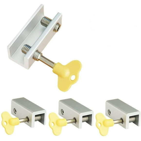 Window Locks, 4 Pack Aluminum Sliding Window Locks, Adjustable Frame Security