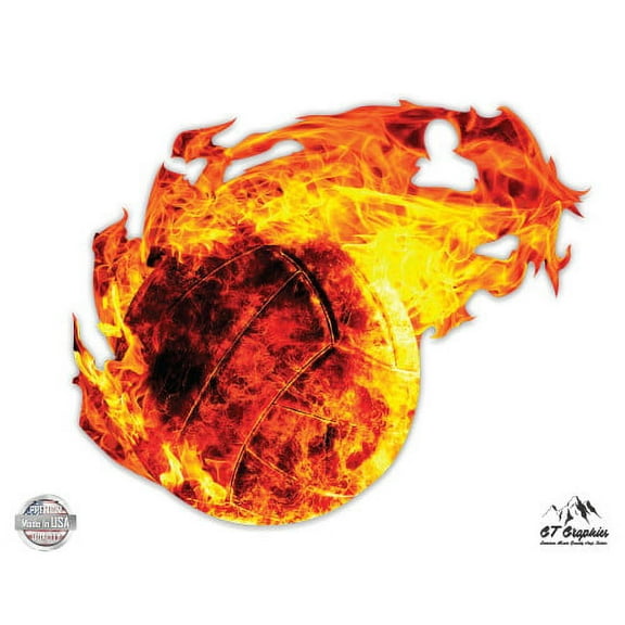 Volleyball on Fire - 3" Vinyl Sticker - For Car Laptop I-Pad Phone Helmet Hard Hat - Waterproof Decal
