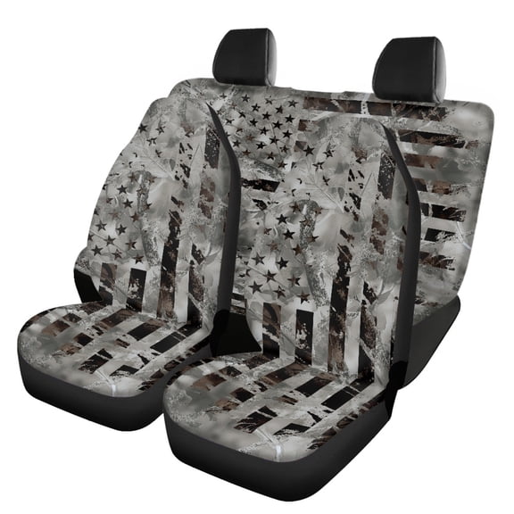 Psesaysky Gray Woodland Design Car Seat Covers Accessories Car Seat Covers Full Set Breathable Easy to Install Front and Back Seat Protector Fit for Cars Truck