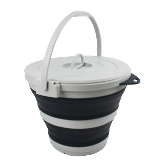 SAMMART 10L (2.64Gallon) Collapsible Fishing Bucket with Locking Lid - Portable Plastic Water Pail - Space Saving Outdoor Waterpot - Trunk Organizer for All Types of Vehicles