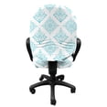thumbnail image 3 of Floral Office Chair Slipcover, Illustration Monochrome Modern Damask Style Classic Motif on Plain Backdrop, Protective Stretch Decorative Fabric Cover, Standard Size, Sea Blue and White, by Ambesonne, 3 of 5