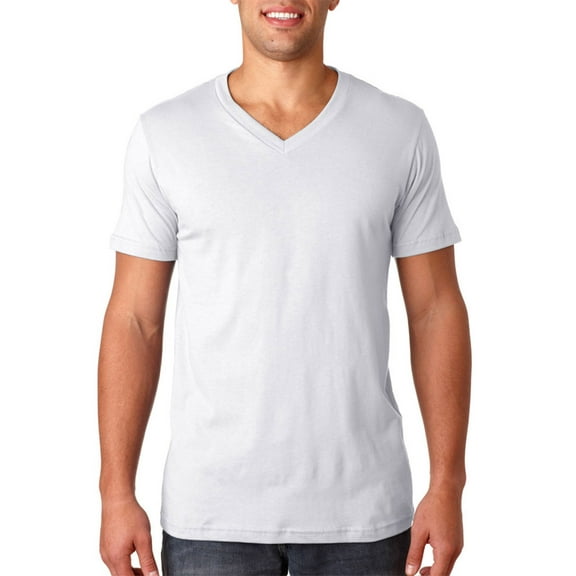 Unisex Jersey S/S V-Neck Tee , 3005 , White , Large