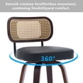 thumbnail image 6 of HUTWIFE Home Adult Rattan Back Faux Leather Upholstered and Walnut Bentwood Leg Bar Stools - Set of 2, Black, 6 of 9