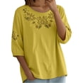 thumbnail image 3 of Kelon Womens Summer Tops Short Womens 3/4 Length Sleeve Cowl Neck Boho Tops Summer Loose Fit Tops Trendy, M, 3 of 9