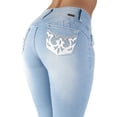 thumbnail image 2 of Fashion2Love Womens Juniors Butt Lift Push Up Mid Waist Ripped Distressed Skinny Jeans, 2 of 10