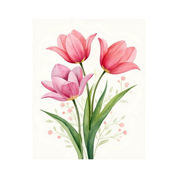 Paint by Numbers Kit for Adults, Pink Tulip Bouquet Illustration Paint by Numbers, Easy Paint by Numbers Kit for Adults Beginner, DIY Adult Paint by Number Kits on Canvas, 12x16in Home Decor