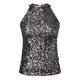 thumbnail image 4 of Top halter con lentejuelas para mujer - Blusa corta sin mangas brillante para fiesta/discoteca (talla única), 4 of 5