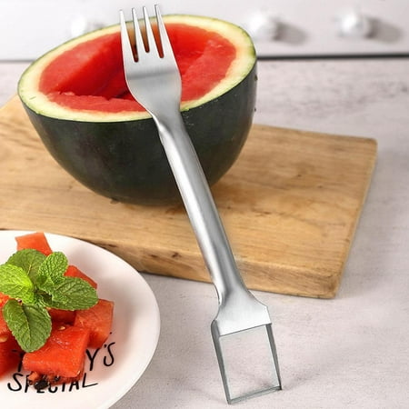 

2 in1 Watermelon Slicer and Cutter Dual Head StainlessSteel Fruit Cutting Fork