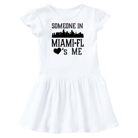 

Inktastic Miami Florida Someone Loves Me Skyline Gift Toddler Girl Dress