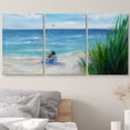 thumbnail image 3 of wall26 Canvas Print Wall Art Lovers Sit on Beach Shore with Birds Nature Wilderness Illustrations Realism Rustic Scenic Colorful Multicolor Ultra for Living Room, Bedroom, Office - 24"x36"x, 3 of 5