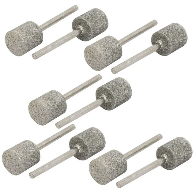 Unique Bargains 12mm Dia Cylinder Head Diamond Straight Shank Mounted Point Grinding Bits 10pcs