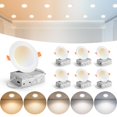 thumbnail image 1 of MAILCOS 6 Pack 4 Inch 5CCT Ultra-Thin LED Recessed Ceiling Light with Junction Box, 2700K-5000K Selectable, 810LM High Brightness, Dimmable, 1 of 7