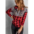 thumbnail image 3 of ABPHQTO Sudadera con cuello de cremallera y empalme de leopardo a cuadros de búfalo para mujer, 3 of 5