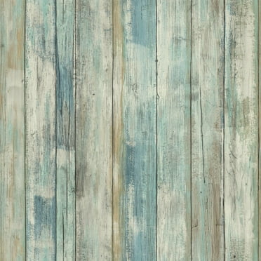 RoomMates Wood Plank Peel & Stick Wall Paper, Blue,  20.5 in x 16.5 ft,