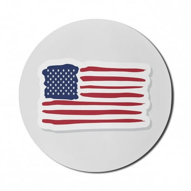 4th of July Mouse Pad for Computers, United States of America National Flag Patriotic Image Art Print, Round Non-Slip Thick Rubber Modern Gaming Mousepad, 8" Round, Pearl and Multicolor, by Ambesonne
