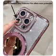 thumbnail image 5 of for iPhone 16e Case with Magnetic Kickstand, [Compatible with Magsafe] Girls Women Shockproof Glitter Ring Holder & Makeup Mirror Camera Protector Cute Bling Case for iPhone 16e 6.1", Pink, 5 of 9