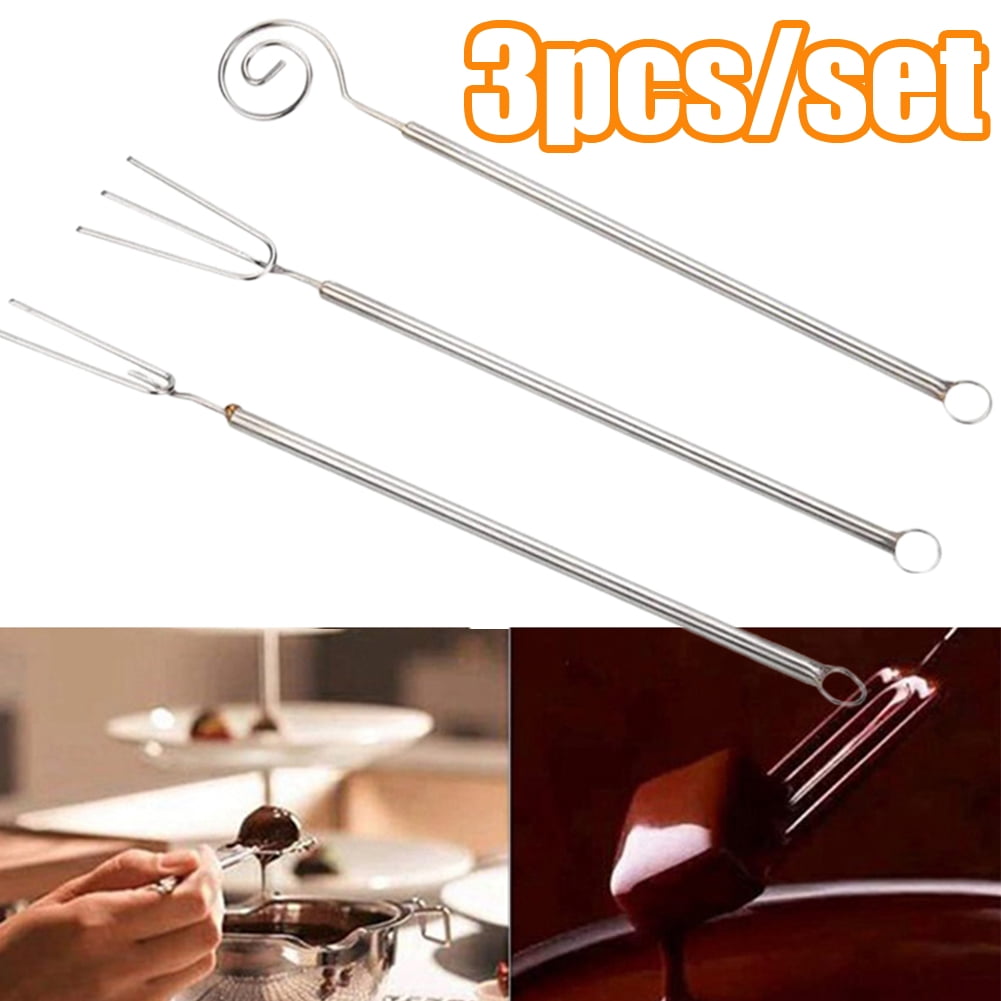 Cheers.US 3Pcs/Set Chocolate Dipping Fork Set Stainless Steel Candy