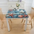 thumbnail image 3 of BANET Summer Sea Starfish Conch Coral Rectangle Tablecloth, Coastal Ocean Wave Stripes Decorative Table Cloth Dining Table Cover, Seasonal Beach Dinner Party Picnic Decoration, 3 of 7