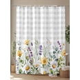 thumbnail image 4 of Fsddascl Yellow Flower Shower Curtain Set - Small 36" x 72" Washable Bathtub Curtain with 12 Hooks, Country Eucalyptus Lavender Daisy Plaid Grey Waterproof Fabric Stall Shower Curtains for Bathroom, 4 of 6