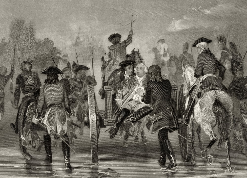 Mortally Wounded General Edward Braddock 1695 To 1755 Retreats From The Monongahela River In 1755 After Attack From French And Indian Forces After Alonzo Chappel From Life And Times Of Washington Volu