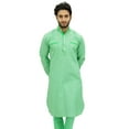 thumbnail image 2 of Atasi Men's Pathani Style Punjabi Shirt Ethnic Green Long Casual Kurta-Small, 2 of 9