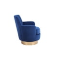 thumbnail image 3 of Navy Velvet Swivel Chair. Home Living. 360° Rotation. Deep Inviting Seat. Ergonomic Armrest. Stable. W28.3"×d29.3"×h32.7 360-degree Rotation Chair, Navy, Design For Comfort, 3 of 6
