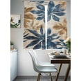 thumbnail image 5 of Navy Blue Brown Semi Sheer Curtains 72 Inch Length 2 Panels Set, Tropical Botanical Palm Leaves Vintage Sheer Kitchen Curtain Privacy Voile Window Curtain for Living Room Bedroom Rod Pocket Drapes, 5 of 7