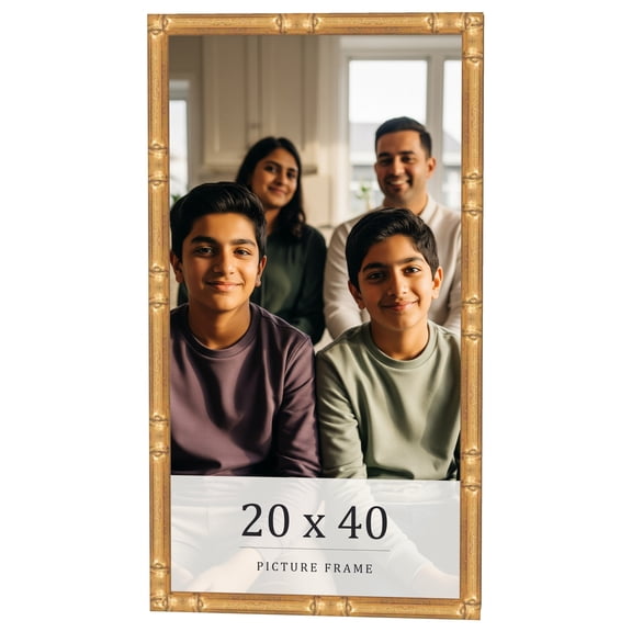 20x40 Frame Gold Bamboo Solid Wood Picture Frame | 0.75 Inch Moulding Width | Interior Frame Depth