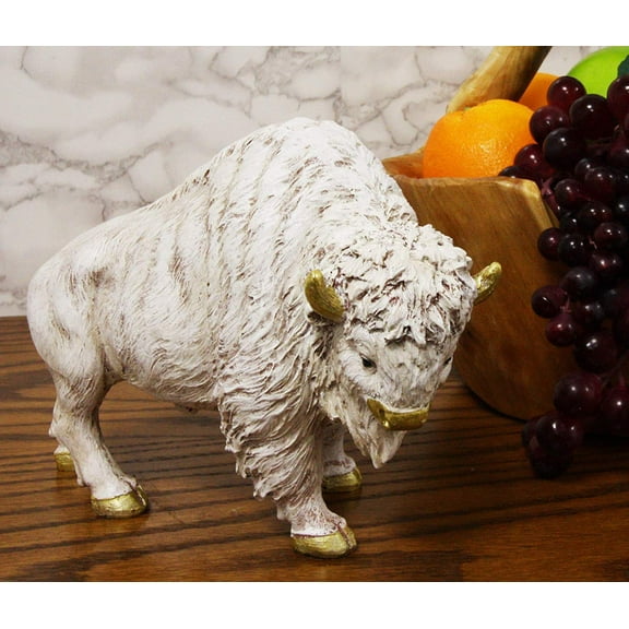 Ebros Gift Sacred White Bison Buffalo Decorative Resin Figurine 8.75" Long Symbol of Abundance and Manifestation Animal Totem Spirit Ritual Home Accent Decor