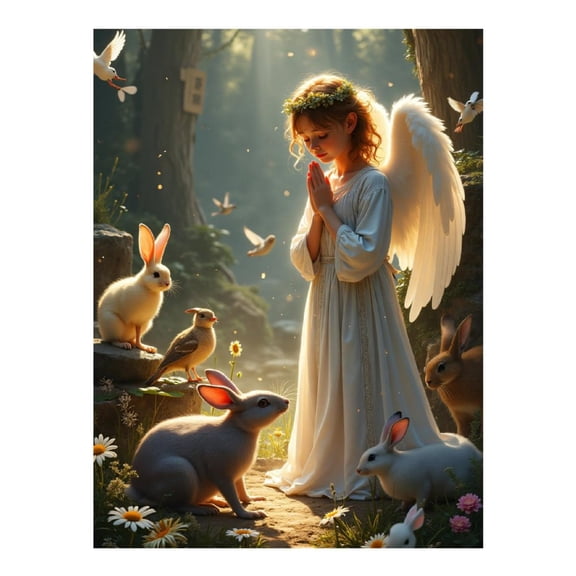 Diamond Art Kits for Adults - Classy Angel White Print No.75 5D Frameless Dimond Painting Kit for Adults Beginner, Round Diamond Kits for Home Wall Decor, Gift for Women