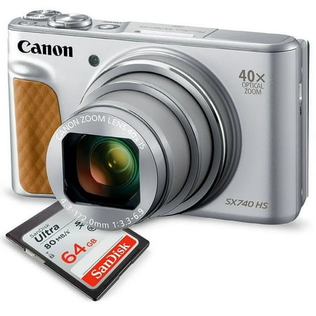 Canon PowerShot SX740 HS Digital Camera (Silver) with 64GB Card