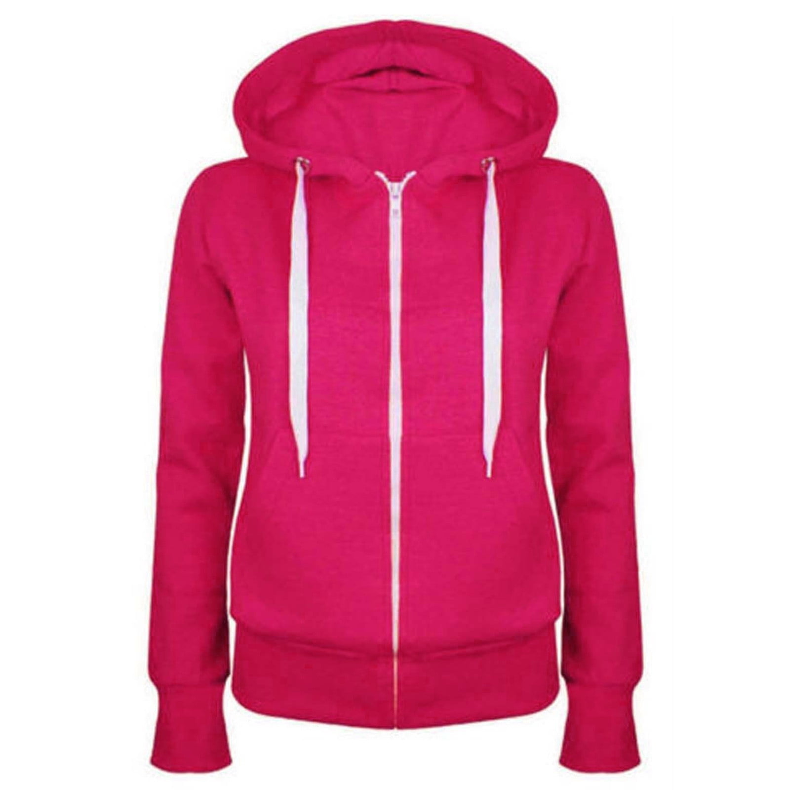 UPPADA Lounge Two Piece Sets for Women Zip Up Hoodies Set Casual Matching Sets Sweatsuits 2 Piece Outfits Fall Sweat Sets Lounge Hoodies and Cargo Pants Wide Leg with Pockets Hot Pink,L