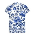 thumbnail image 4 of ITSAME Women's Short Sleeve Blouse, Summer 2025 Floral Prints V Neck Fashion Casual Dressy Tops Blue 3XL, 4 of 5
