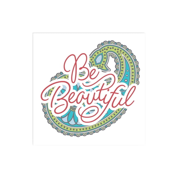 Be Beautiful Lime Mint Paisley 12 x 12 Wood Wall Sign Plaque