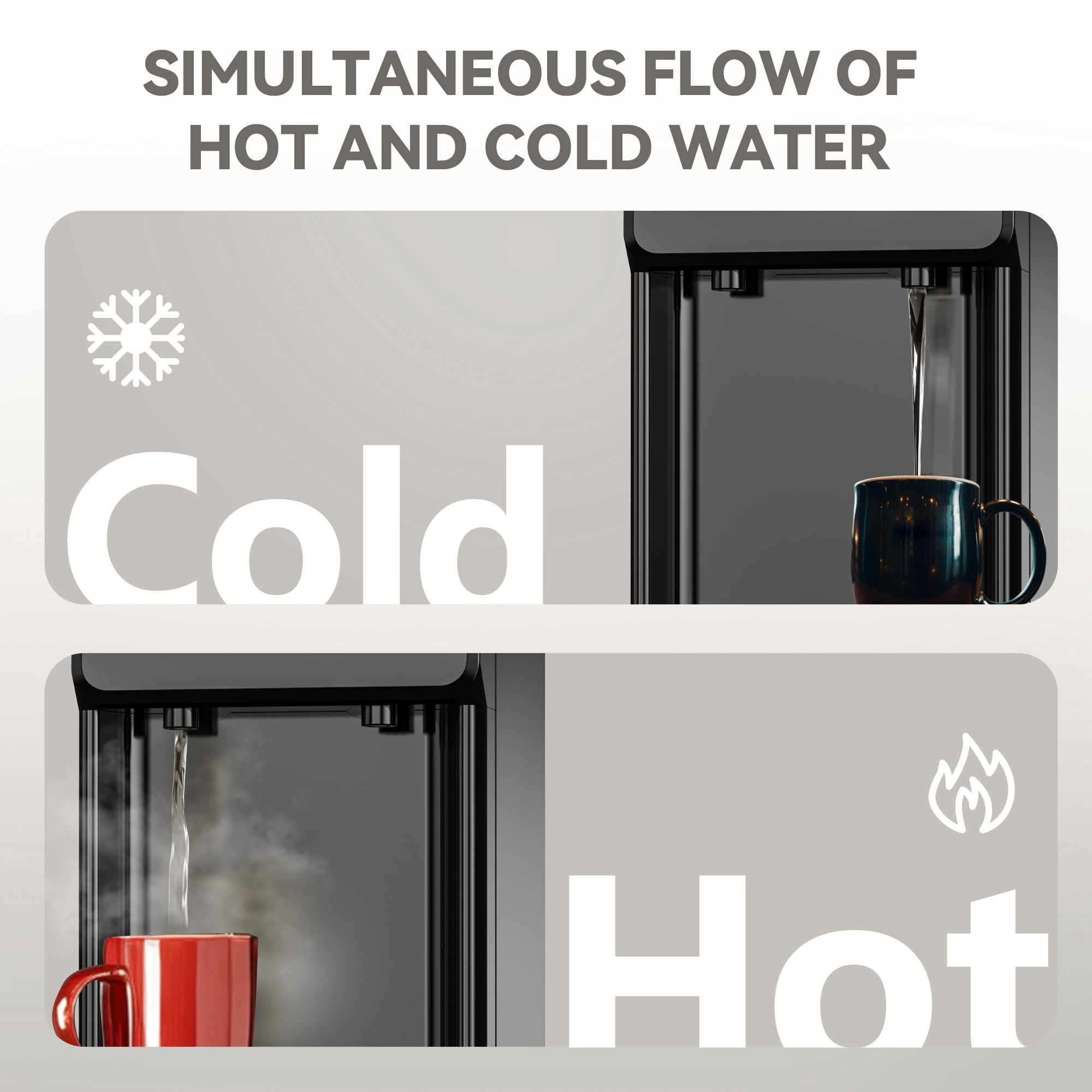 Simzlife Top Loading Hot and Cold Water Dispenser for 3 or 5 Gallon Bottles, Equipped with Child Safety Lock, Suitable for Home Kitchens, Offices and More, Black