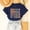 Navy, variant on YHAJDS Women's Short Sleeve Tops Easily Distracted By Rocks Letter Print Round Neck Loose Tee