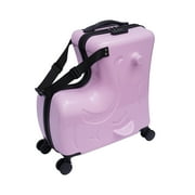 Anqidi 20 Kids Ride On Suitcase, Portable Universal Wheel Trolley Luggage Case Horse Shape Children Travel Suitcase w/Lock Pink
