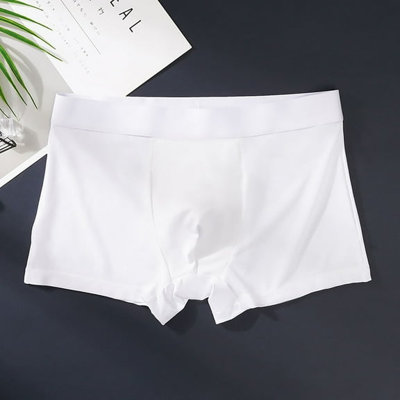 Nnhblu Ice Silk Thin Style Traceless Boxers Business Breathable Men's Summer Comfortable Boxers Boxers for Men White Mens Briefs - XXL