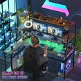 thumbnail image 5 of Homieasy 63'' L-Shaped Gaming Desk with LED Light Strips & Built-in Power Outlets, Reversible Computer Corner Desk with Storage Hutch/Monitor Stand/Hooks -Rustic Brown, 5 of 7
