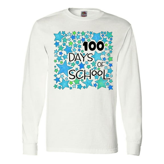 Inktastic 100 Days of School Stars in Blue Long Sleeve T-Shirt