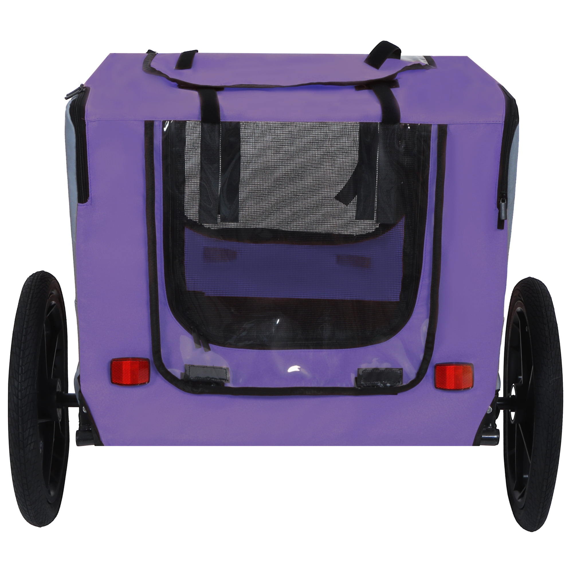 Leumius Pet Bike Trailer Dog Cart for Bicycle, Easy Folding Cart Frame, Quick Release Wheel, Non-Slip Floor, Internal Leash for Small and Medium Pets Purple