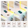 thumbnail image 5 of Gurexl Vanity Desk with Sliding Mirror and LED Lights, RGB Vanitys with Charging Station, Makeup Vanity with Remote Control, White Dresser with Stool/Lager Drawers for Bedroom (White), 5 of 8