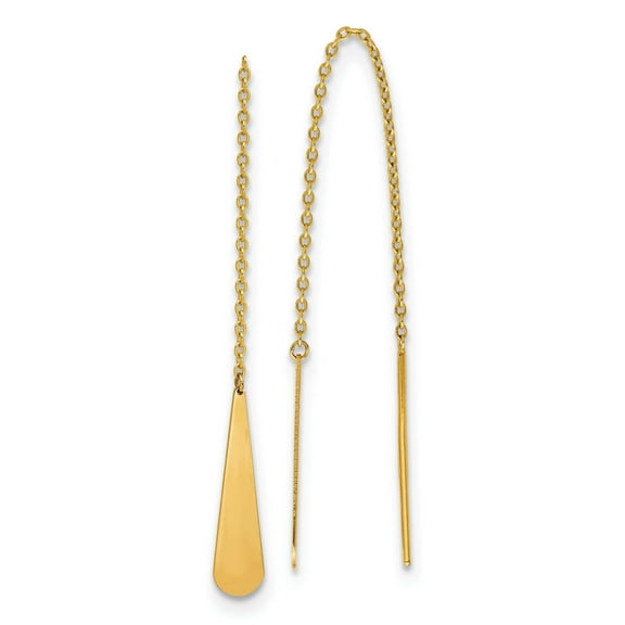 14K Polished Tear Drop Threader Earrings